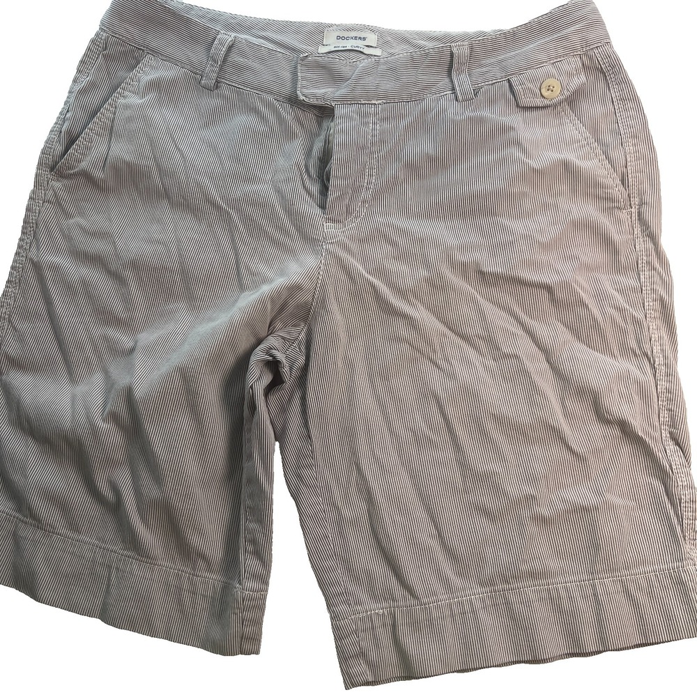 Dockers Women's Shorts‎ Size 10 Striped Mid Rise Curvy Chino Casual W33 L10
